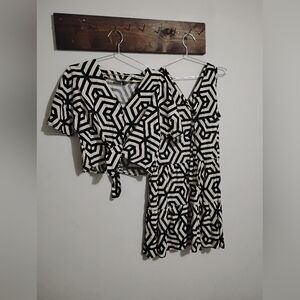 55% Linen 45% Cotton Short Dress And Crop Top (2 Items For 1 Price) Like New